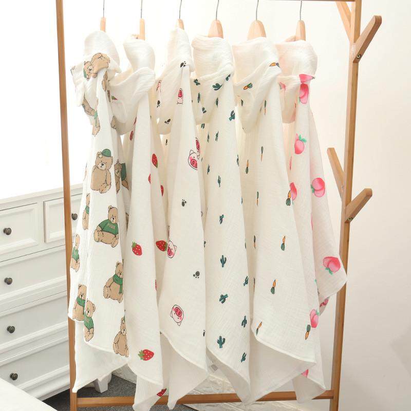 纯棉四层纱布婴幼儿童浴巾宝宝带帽斗篷超柔吸水披风浴袍沙滩游泳,淘宝优惠券,粉丝福利购,淘宝优惠卷