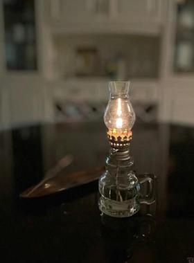 农村老式煤油灯乔迁复古绿色古代煤油灯7080年代供佛灯结婚小夜灯