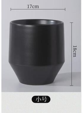 家居景德镇陶瓷花瓶三件套新中式桌面创意工艺品摆件黑色干花花插