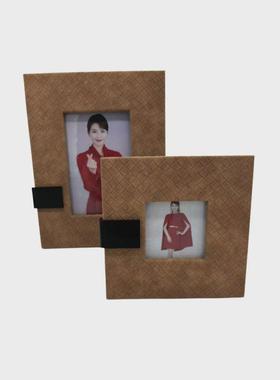 厂家供应简约编织相框摆台挂墙艺术照编织相框五金相框桌面摆件