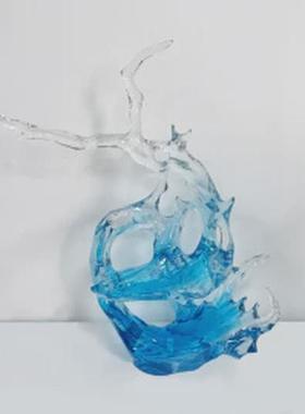透明现代简约树脂雕塑装饰艺术创意浪花摆件风生水起酒店大堂玄关