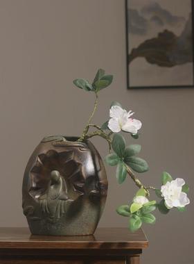 中式禅意花瓶陶瓷复古客厅仿真花干花插花器创意水培容器装饰摆件
