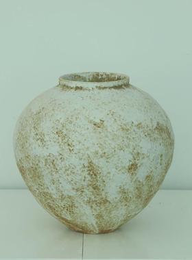 复古陶瓷花瓶白色日式侘寂风装饰陶罐客厅水培插干花粗陶花器摆件