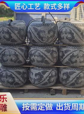 青石雕花石柱墩柱柱底座石墩子仿古古建墩基石石墩