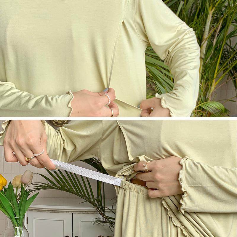 孕妇哺乳睡衣夏季薄款莫尔月子服怀孕居服产后喂奶衣套头6月份,淘宝优惠券,粉丝福利购,淘宝优惠卷