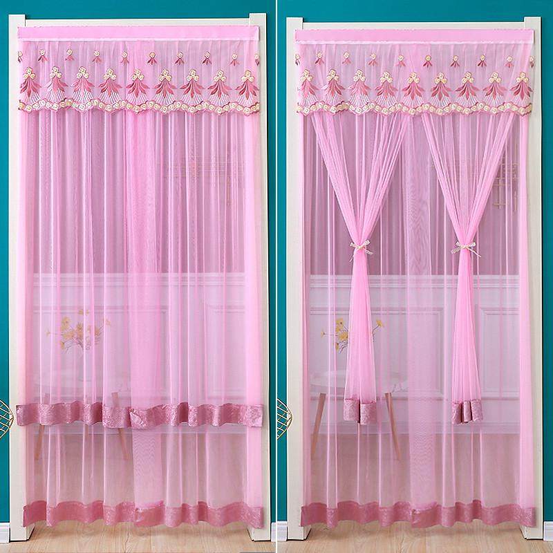 双层门帘蕾丝防蚊纱帘卧室房间隔断帘夏天新款免打孔纱窗遮挡帘子,淘宝优惠券,粉丝福利购,淘宝优惠卷