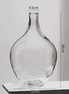 轻奢高级感创意大肚吊钟玻璃花瓶玄关阳台落地客厅插花水培装饰品