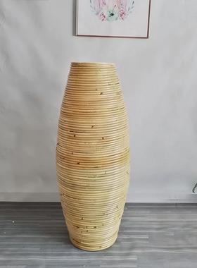 东南亚藤编落地花瓶摆件插干花绢花编织花器客厅餐厅橱窗摆设防摔