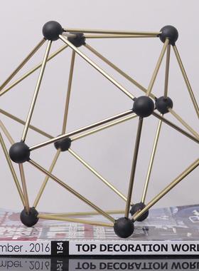 热销金属几何抽象珠点分子框饰品简约现代酒店样板房软装摆件桌面