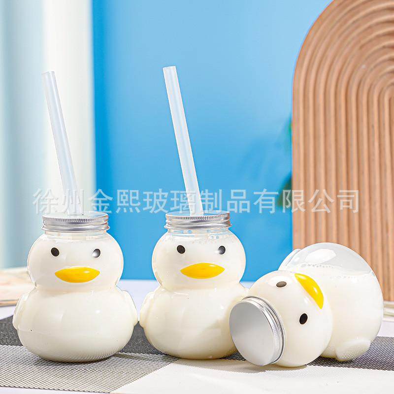 500ML饮料瓶卡通鸭储物罐一次性透明瓶pet塑料糖果罐时尚外卖饮料,淘宝优惠券,粉丝福利购,淘宝优惠卷