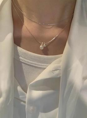 女士轻奢小众日常百搭多层珍珠颈链叠戴双层夏天锁骨链高级感厂家