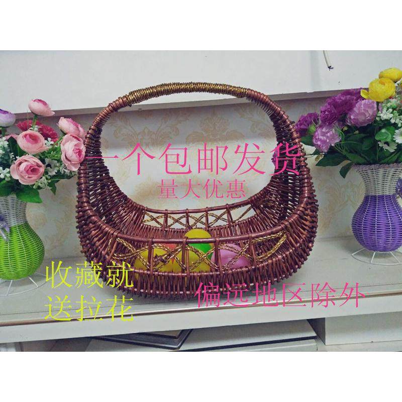 0wyv柳编藤编手提水果篮圆形采摘篮礼品篮道具购物篮礼品篮藤编包,淘宝优惠券,粉丝福利购,淘宝优惠卷