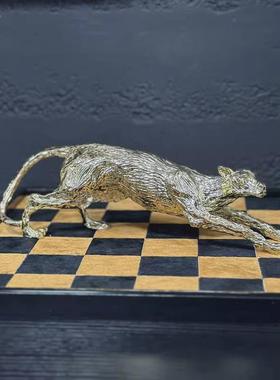 热销现代样板间抽象金属豹子动物摆件轻奢摆设创意艺术软装饰品家