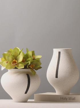 热销现代简约手绘拼色陶瓷花瓶样板房酒店插花摆设展示柜装饰品摆