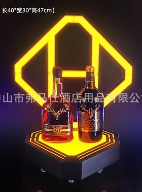 酒吧发光酒座LED香槟王不锈钢黑桃A洋酒展示架酒架XO酒座出酒酒具