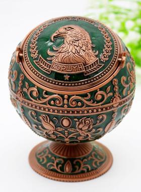 金属复古个性地球仪带盖批发送男友节日礼品酒店茶几摆件烟灰缸