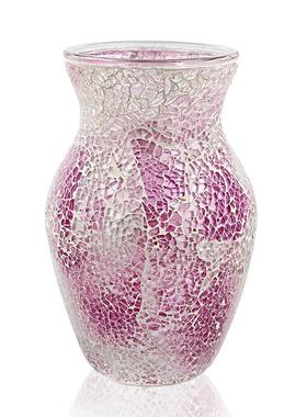 干花钢化马赛克玻璃花瓶美式复古轻奢装饰瓶可插五彩水培花瓶