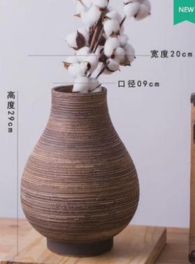 日式陶瓷复古器花瓶插花干支陶罐坛子酒店会所民俗摆件装饰工艺品
