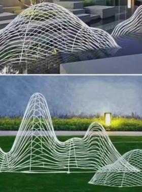 不锈钢造型雕塑镂空流水景观装饰背景墙抽象山体假山户外园林摆件