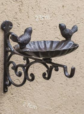北欧简约铸铁低头用品盆壁饰户外阳台庭院悬挂鸟儿鸟食食槽喂食器