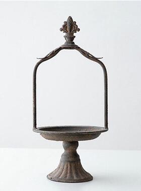 润家北欧铁艺做旧装饰托盘四色金属工艺品复古拍摄道具几何摆拍