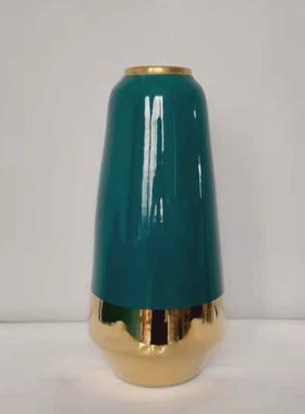 景德镇新中式会所电镀ins花瓶摆件酒店陶瓷转角桌面家居软装饰品