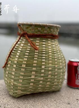 竹编制品竹筐采茶篓竹篓竹篮大号背篓装饰编织收纳筐鱼篓拍摄道具