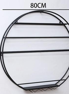 创意简约壁挂式酒架圆形唱吧上墙铁艺收纳柜客厅悬挂式餐厅红酒架