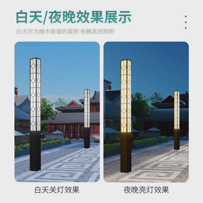 现代简约风3米4公园方型led太阳能景观灯柱户外米小区装饰庭院灯 - 图3