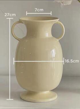法式复古奶油陶瓷花瓶摆件风高级感小众家居客厅插花装饰品黑色