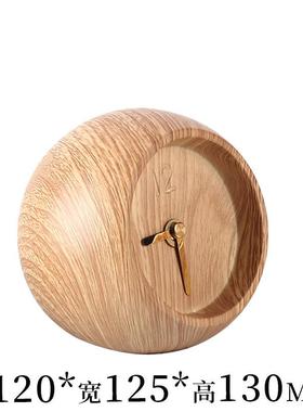 现代简约北欧摆件座钟台钟创意木纹时钟客厅装饰品样板间卧室摆设