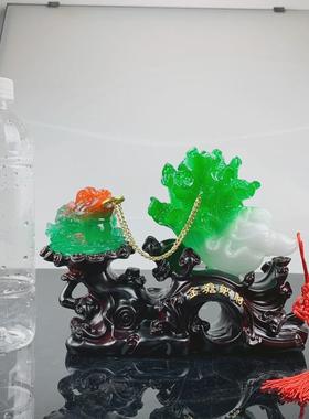 白菜摆件树脂仿玉金蟾纳财白菜工艺品摆件中式客厅家居酒柜装饰品