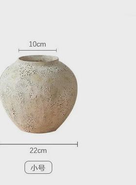 北欧ins客厅陶艺干花陶瓷插花花瓶现代简约摆件复古粗陶罐