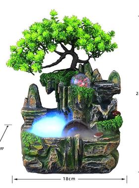 小型桌面景观加湿器仿真树流水喷泉办公室家居摆件厂家直销