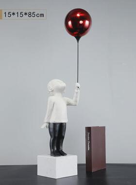 气球小孩人物雕塑摆件样板房客厅电视柜售楼处软装艺术装饰品