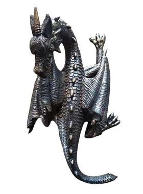 跨境新款昂头摆尾的黑白飞龙园艺挂件花园家居装饰摆件树脂工艺品