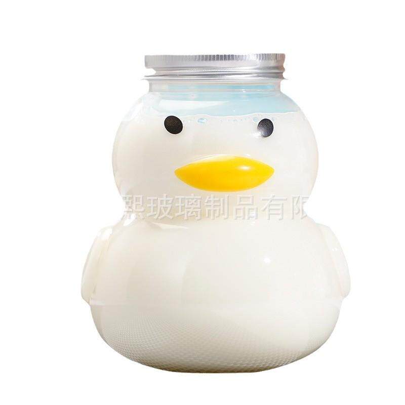 500ML饮料瓶卡通鸭储物罐一次性透明瓶pet塑料糖果罐时尚外卖饮料,淘宝优惠券,粉丝福利购,淘宝优惠卷