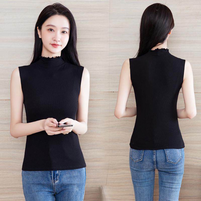 木耳边内搭女夏秋季无袖百搭半高领打底衫潮,淘宝优惠券,粉丝福利购,淘宝优惠卷
