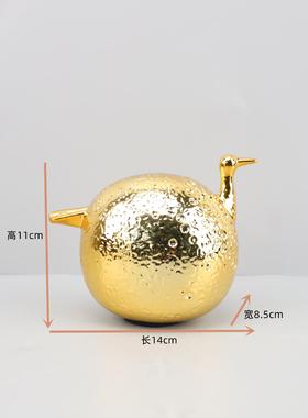 现代简约创意可爱孔雀鸟圆球树脂家居装饰品客厅玄关卧室书房摆件