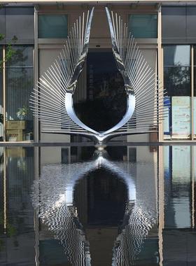 不锈钢水景雕塑定制人物船不锈钢浪花装置户外园林景观抽象艺术品