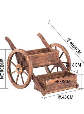 木制花车户外阳台实木花箱碳化防腐种植花盆架庭院花园装饰多层