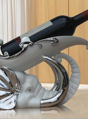 创意欧式时尚大象红酒架客厅餐厅酒柜装饰品摆件家居饰品轻奢高档