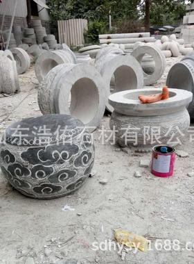 旧仿古做青石石雕摆件石墩子柱顶石空心柱脚石石雕柱墩