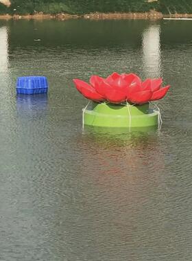 制作玻璃钢莲花喷泉树脂彩绘仿真喷水荷花流水涌泉雕塑小品摆件