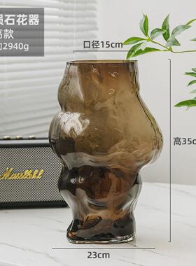 视远装欧美ins风手工豹纹斑点玳瑁华彩玻璃花瓶插花摆件客厅复古