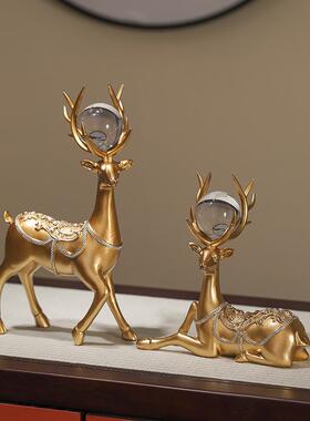 新中式国风白菜鹿摆件家居电视酒柜招财装饰品送闺蜜好友乔迁礼品