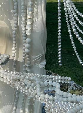 巨大珍珠串 婚礼摆件挂吊装饰打卡点店铺陈列拍照道具背景墙厂家