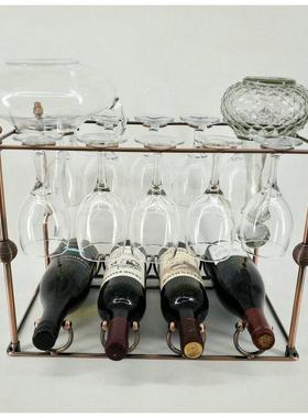 红酒红酒架摆件可拆装酒柜多功能斜放架带挂高脚杯醒酒器支架厂家