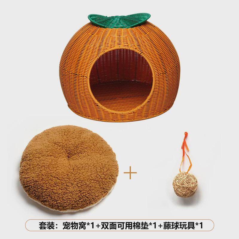 猫咪窝四季通用窝藤编可水洗猫窝猫窝冬季保暖耐脏网红猫屋猫别墅,淘宝优惠券,粉丝福利购,淘宝优惠卷