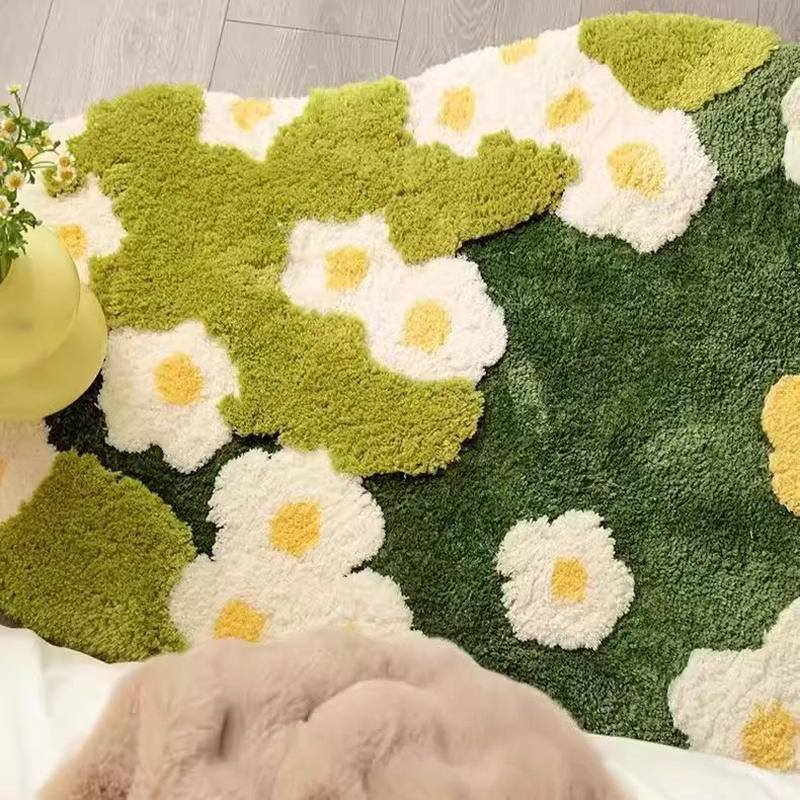 DDD 森系花花绿地毯簇绒苔藓雏菊长地垫田园风防滑植绒卧室床边毯,淘宝优惠券,粉丝福利购,淘宝优惠卷